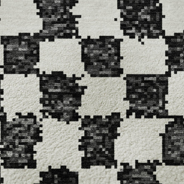HomeRoots 8' X 10' Black & Ivory Geometric Area Rug - Washable, UV-Protected, Durable for High-Traffic Spaces 709370
