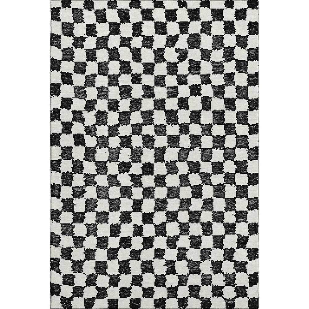 HomeRoots 9' X 12' Stylish Black and Ivory Geometric Area Rug with UV Protection, Stain Resistance & Durability 709371