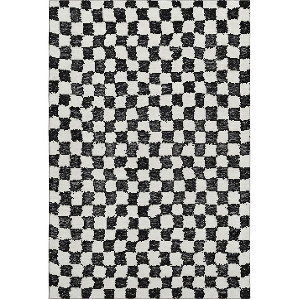 HomeRoots 9' X 12' Stylish Black and Ivory Geometric Area Rug with UV Protection, Stain Resistance & Durability 709371