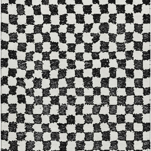 HomeRoots 9' X 12' Stylish Black and Ivory Geometric Area Rug with UV Protection, Stain Resistance & Durability 709371