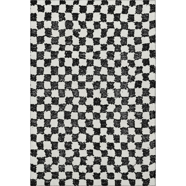 HomeRoots 9' X 12' Stylish Black and Ivory Geometric Area Rug with UV Protection, Stain Resistance & Durability 709371