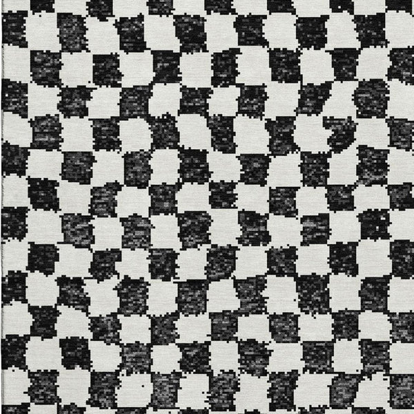 HomeRoots 10' X 14' Black And Ivory Geometric Area Rug – Stylish, Washable, UV-Protected for Modern Homes 709372