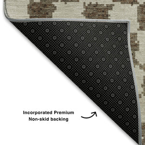 HomeRoots 5' X 8' Brown and Ivory Geometric Area Rug - Washable, UV Protected, Stain Resistant for Easy Care 709374
