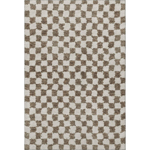 HomeRoots 5' X 8' Brown and Ivory Geometric Area Rug - Washable, UV Protected, Stain Resistant for Easy Care 709374