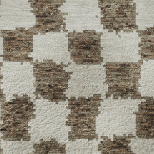 HomeRoots 8' X 10' Brown and Ivory Geometric Area Rug - Stain Resistant, UV Protected, Washable for Modern Homes 709376