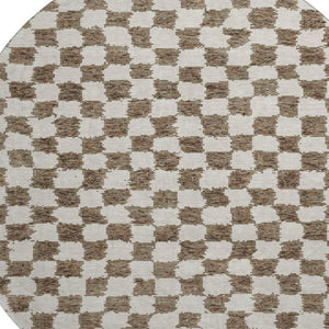 HomeRoots 8' X 10' Brown and Ivory Geometric Area Rug - Stain Resistant, UV Protected, Washable for Modern Homes 709376