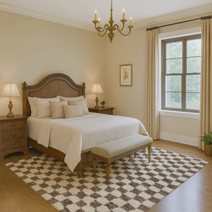 HomeRoots 10' Brown and Ivory Geometric Area Rug - Washable, UV Protected, Durable & Perfect for Families! 709378