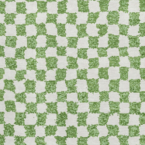 HomeRoots 8' Green and Ivory Geometric Washable Round Rug - Durable, UV Protective, Stylish for Any Space 709381