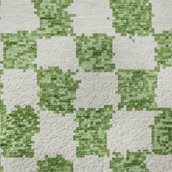 HomeRoots 8' X 10' Green and Ivory Geometric Area Rug – Durable, Washable, UV-Protected, & Non-Slip Design! 709382