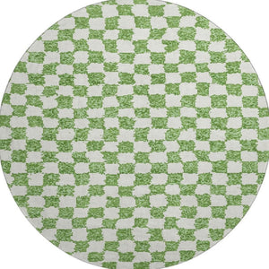 HomeRoots 8' X 10' Green and Ivory Geometric Area Rug – Durable, Washable, UV-Protected, & Non-Slip Design! 709382