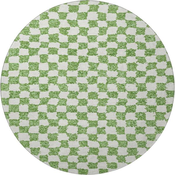 HomeRoots 8' X 10' Green and Ivory Geometric Area Rug – Durable, Washable, UV-Protected, & Non-Slip Design! 709382