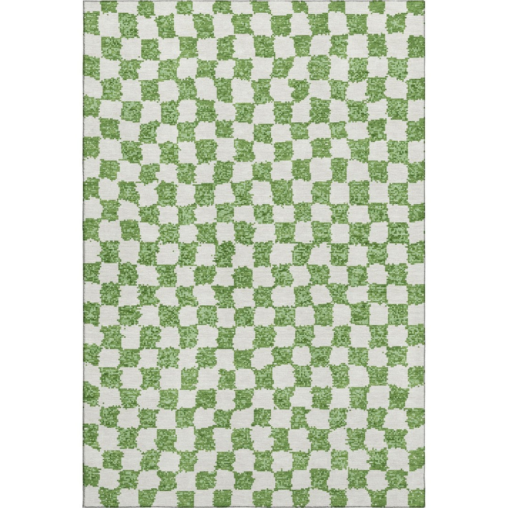 HomeRoots 10' X 14' Stylish Green & Ivory Geometric Washable Area Rug with UV Protection for High-Traffic Spaces 709384