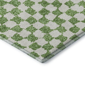 HomeRoots 10' X 14' Stylish Green & Ivory Geometric Washable Area Rug with UV Protection for High-Traffic Spaces 709384
