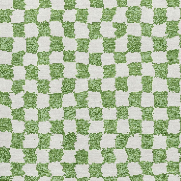 HomeRoots 10' X 14' Stylish Green & Ivory Geometric Washable Area Rug with UV Protection for High-Traffic Spaces 709384