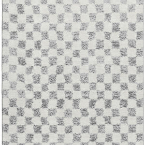 HomeRoots 5' X 8' Gray and Ivory Geometric Area Rug – Stylish, Washable, UV Protected for Modern Homes & Spaces 709386