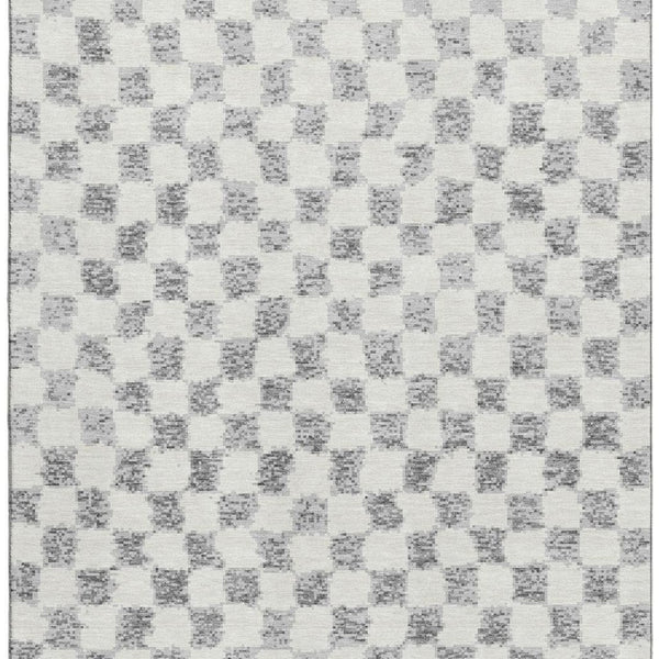 HomeRoots 5' X 8' Gray and Ivory Geometric Area Rug – Stylish, Washable, UV Protected for Modern Homes & Spaces 709386