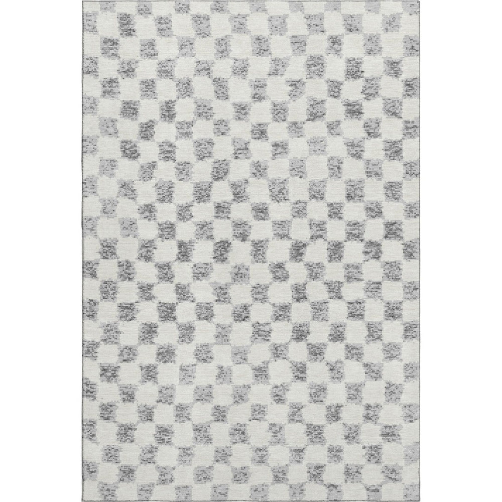 HomeRoots 8' Gray and Ivory Geometric Round Rug - Washable, UV-Protected, Pet-Friendly, Stylish & Durable! 709387