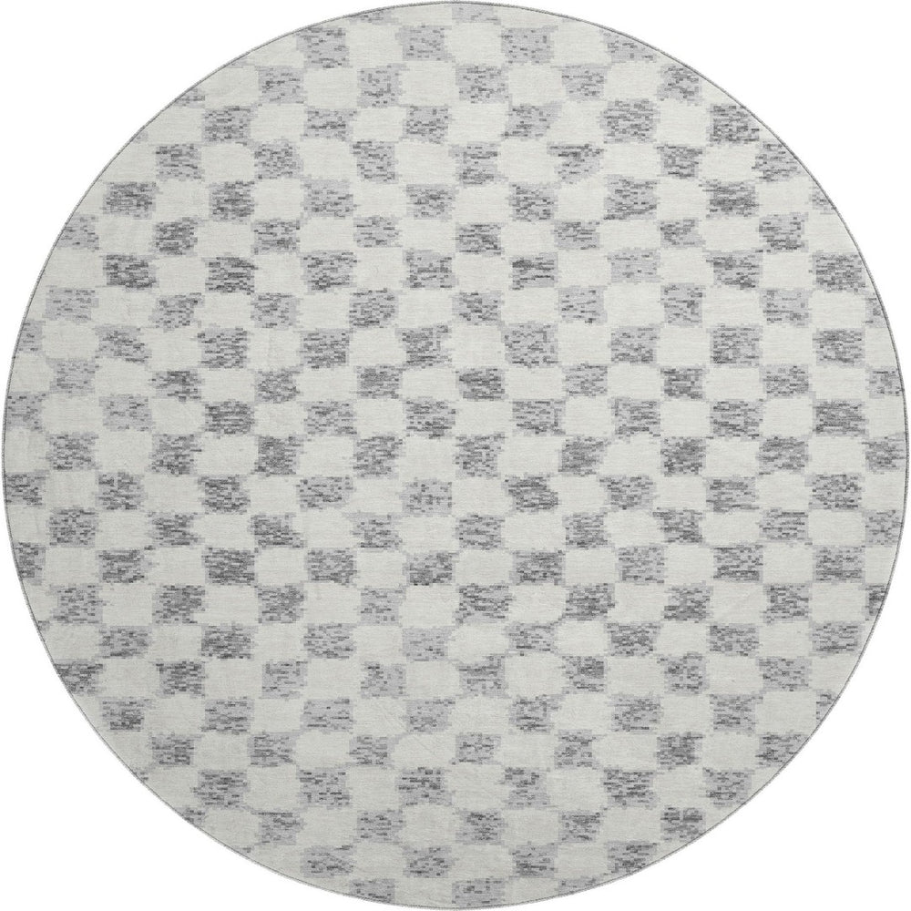HomeRoots 8' X 10' Gray and Ivory Geometric Washable Area Rug - Stain Resistant with UV Protection for Family Spaces 709388