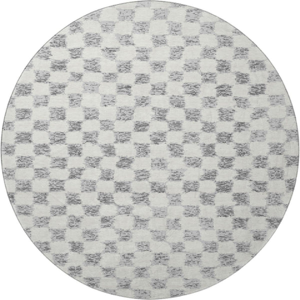 HomeRoots 8' X 10' Gray and Ivory Geometric Washable Area Rug - Stain Resistant with UV Protection for Family Spaces 709388