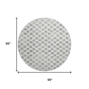 HomeRoots 8' X 10' Gray and Ivory Geometric Washable Area Rug - Stain Resistant with UV Protection for Family Spaces 709388