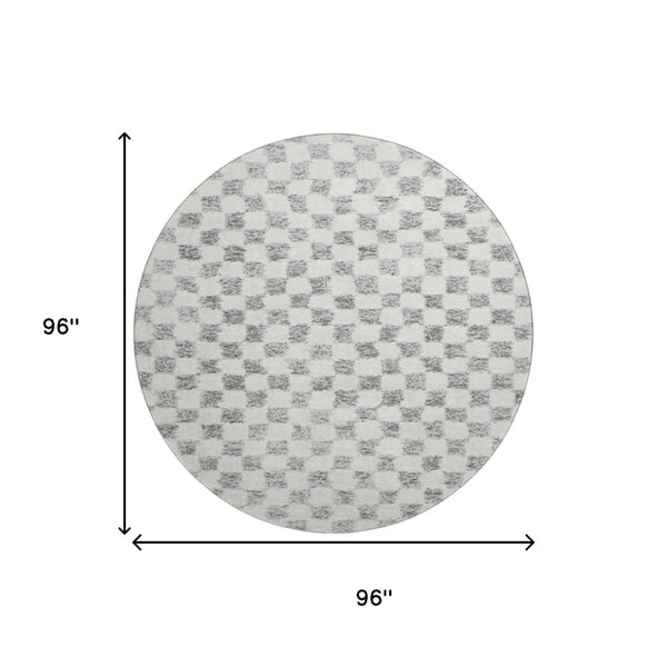 HomeRoots 8' X 10' Gray and Ivory Geometric Washable Area Rug - Stain Resistant with UV Protection for Family Spaces 709388