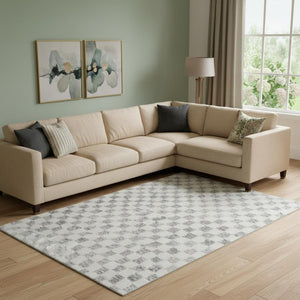 HomeRoots 10' Gray and Ivory Geometric Washable Area Rug - Durable, UV-Protected, Stain-Resistant & Stylish! 709390
