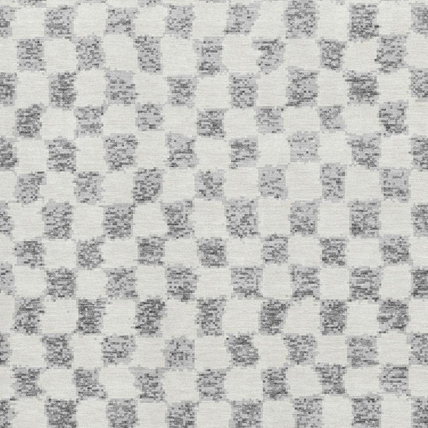 HomeRoots 10' Gray and Ivory Geometric Washable Area Rug - Durable, UV-Protected, Stain-Resistant & Stylish! 709390