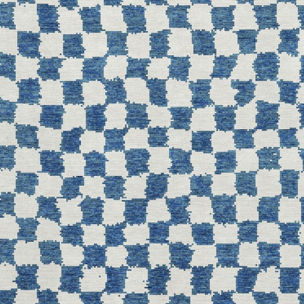 HomeRoots 5' X 8' Stylish Navy Blue & Ivory Geometric Area Rug - Washable, UV Protected, Non-Slip Design! 709392