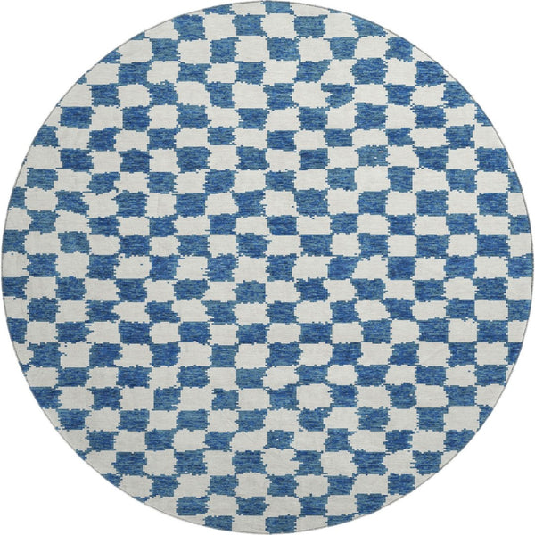 HomeRoots 8' X 10' Navy Blue & Ivory Geometric Washable Rug - UV Protected, Durable & Stylish for Any Room 709394