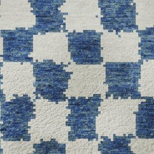 HomeRoots 8' X 10' Navy Blue & Ivory Geometric Washable Rug - UV Protected, Durable & Stylish for Any Room 709394