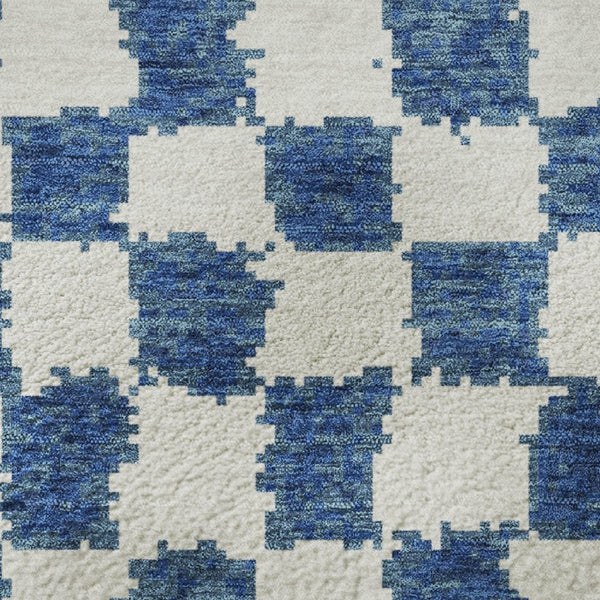 HomeRoots 8' X 10' Navy Blue & Ivory Geometric Washable Rug - UV Protected, Durable & Stylish for Any Room 709394