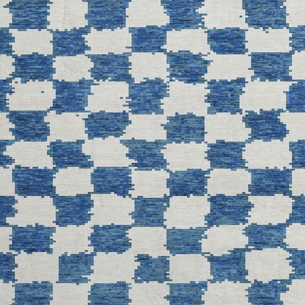 HomeRoots 8' X 10' Navy Blue & Ivory Geometric Washable Rug - UV Protected, Durable & Stylish for Any Room 709394