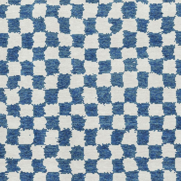 HomeRoots 9' X 12' Navy Blue Ivory Geometric Washable Area Rug - Durable, Stylish, UV Protected for Any Room 709395
