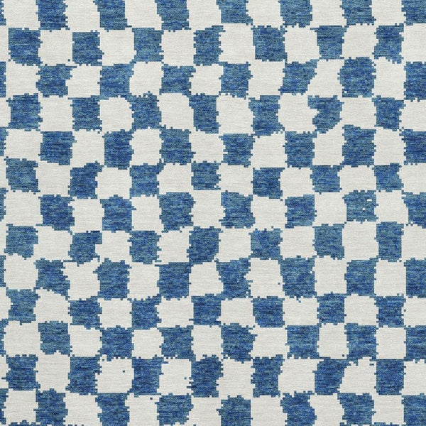 HomeRoots 10' X 14' Navy Blue & Ivory Geometric Area Rug - Washable, UV Protected, Durable for Busy Homes 709396