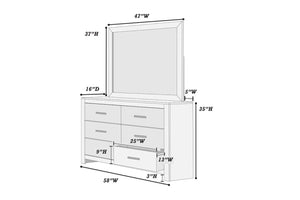 English Elm Modern Six Drawer Dresser Two Tone White Body Sleek Black Bar Handles Bedroom Storage B011P447494