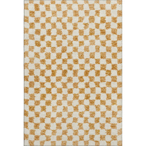 HomeRoots 5' X 8' Orange & Ivory Geometric Area Rug - Washable, UV-Protected, Kid & Pet-Friendly Design! 709398