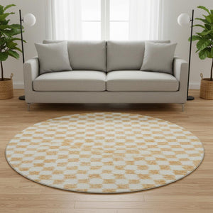 HomeRoots 8' X 10' Orange & Ivory Geometric Washable Area Rug - Stylish, Durable, UV-Protected & Kid-Friendly 709400