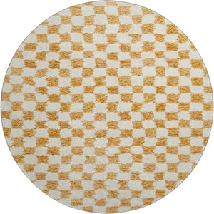HomeRoots 8' X 10' Orange & Ivory Geometric Washable Area Rug - Stylish, Durable, UV-Protected & Kid-Friendly 709400