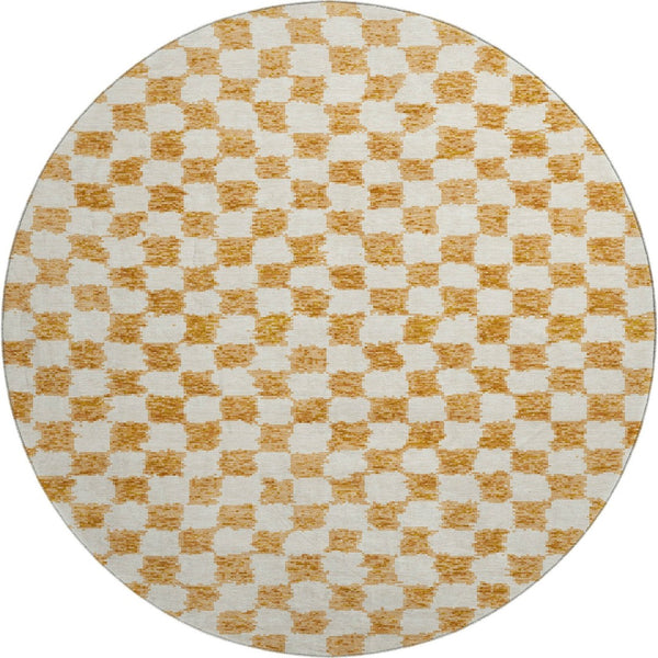 HomeRoots 8' X 10' Orange & Ivory Geometric Washable Area Rug - Stylish, Durable, UV-Protected & Kid-Friendly 709400