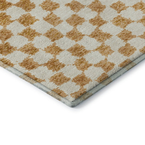 HomeRoots 8' X 10' Orange & Ivory Geometric Washable Area Rug - Stylish, Durable, UV-Protected & Kid-Friendly 709400