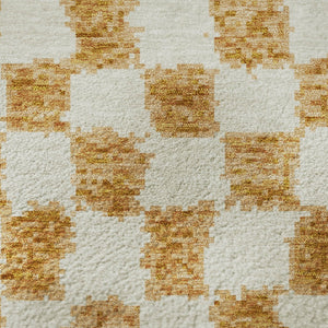 HomeRoots 8' X 10' Orange & Ivory Geometric Washable Area Rug - Stylish, Durable, UV-Protected & Kid-Friendly 709400
