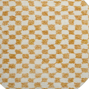 HomeRoots 8' X 10' Orange & Ivory Geometric Washable Area Rug - Stylish, Durable, UV-Protected & Kid-Friendly 709400