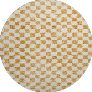 HomeRoots 8' X 10' Orange & Ivory Geometric Washable Area Rug - Stylish, Durable, UV-Protected & Kid-Friendly 709400