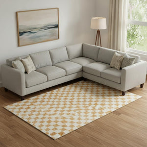 HomeRoots 10' X 14' Orange Geometric Area Rug - Washable, UV Protected, Stain Resistant for High-Traffic Spaces 709402