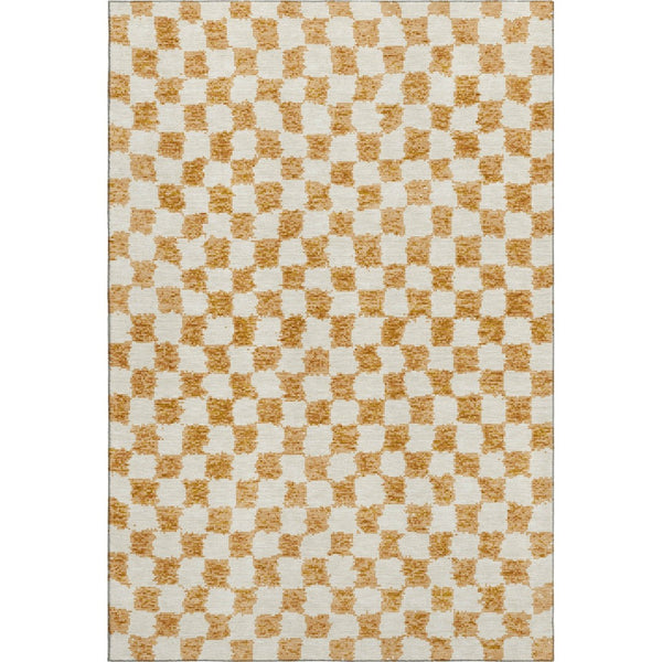 HomeRoots 10' X 14' Orange Geometric Area Rug - Washable, UV Protected, Stain Resistant for High-Traffic Spaces 709402