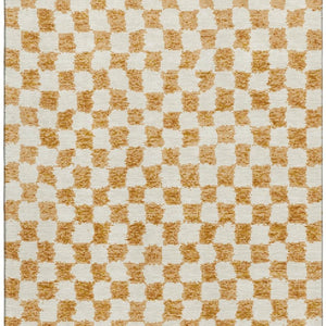 HomeRoots 10' X 14' Orange Geometric Area Rug - Washable, UV Protected, Stain Resistant for High-Traffic Spaces 709402