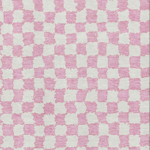 HomeRoots 9' X 12' Pink and Ivory Geometric Area Rug - Washable, UV Protected, Durable, Perfect for Families! 709407