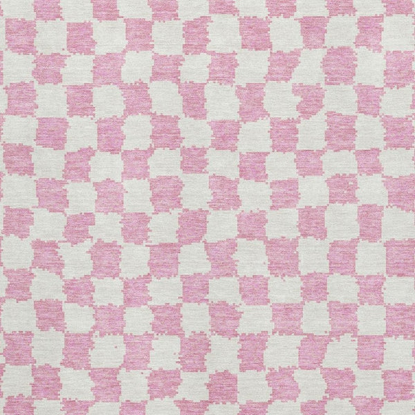 HomeRoots 10' X 14' Pink & Ivory Geometric Washable Area Rug – Durable, Stylish, UV-Protected for High-Traffic Areas 709408