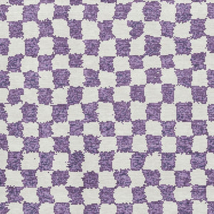 HomeRoots 5' X 8' Purple & Ivory Geometric Area Rug - Machine Washable, UV Protected, Stain Resistant Design 709410