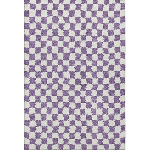 HomeRoots 5' X 8' Purple & Ivory Geometric Area Rug - Machine Washable, UV Protected, Stain Resistant Design 709410